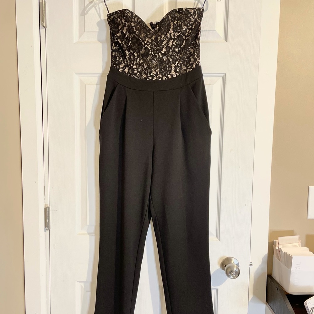 Strapless lace jumpsuit